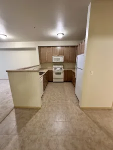 condo unit showing new tile paint trim and carpet and cabinets