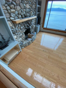 engineered plank fir flooring and stairs with satin clear coat